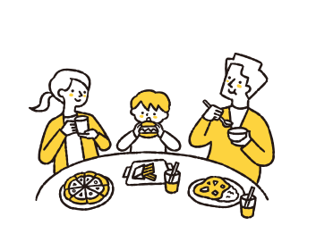 対象店舗で食べる イラスト